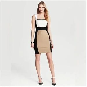 Elegant Black and Tan Colorblock Dress
